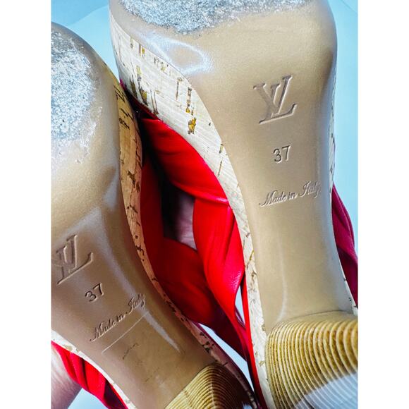 Louis Vuitton Retro Watermelon Pink Slingback Open toe Leather Sandal Heels 37 - Picture 6 of 14
